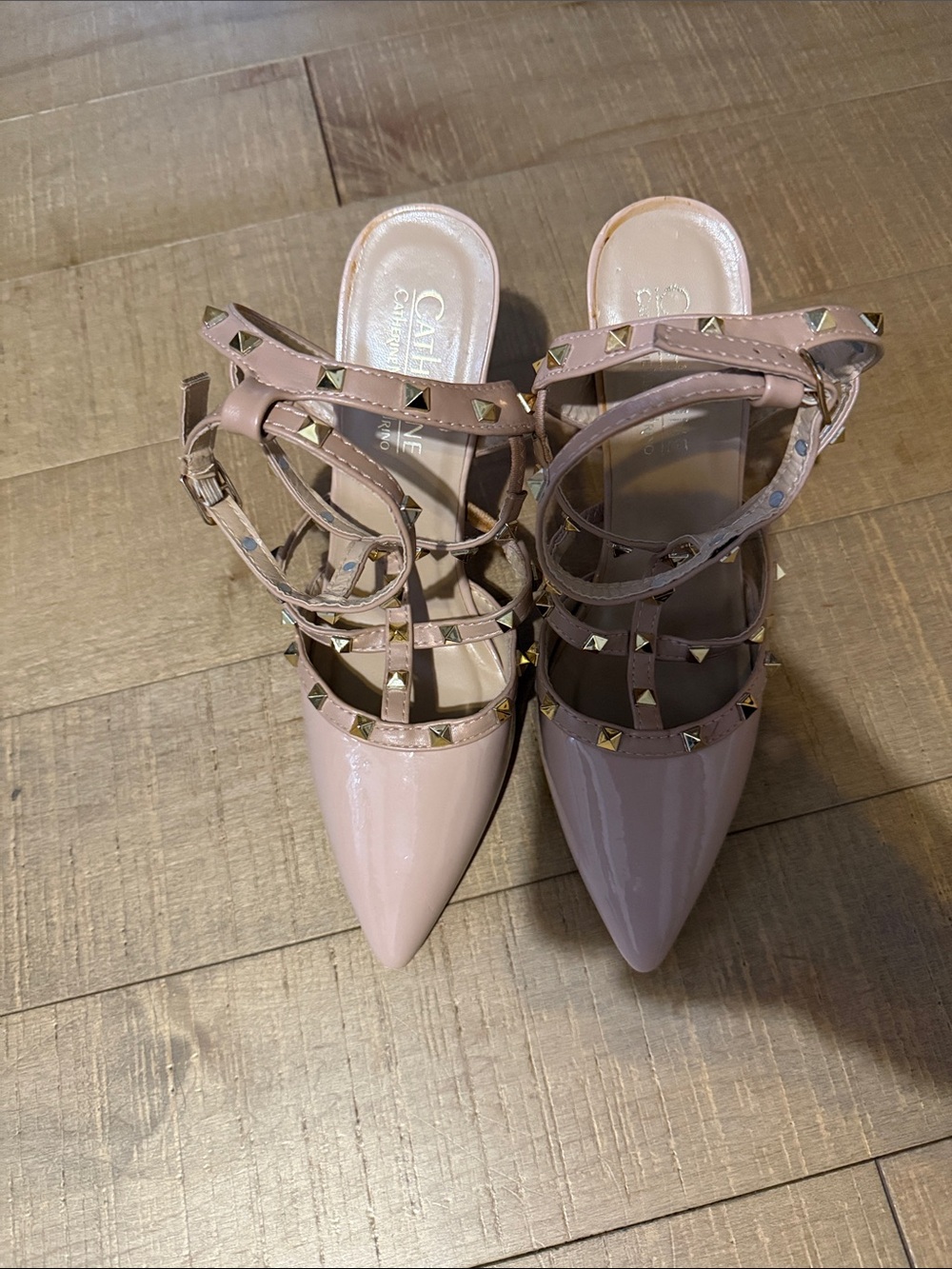 Catherine Malandrino Nude Studs Strappy Heels - Size 7,5